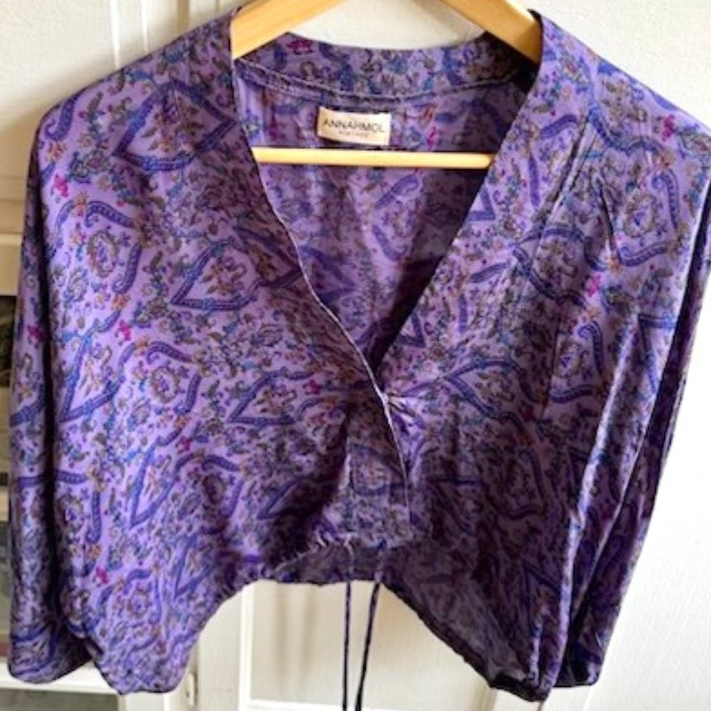 100% silk vintage sari shirt